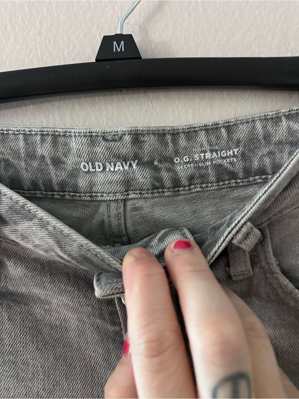 Old Navy Light Gray Straight Leg High rise Jeans - Picture 3 of 4